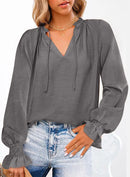 Women's Long sleeve t shirt chiffon Blouses - Blackbeads