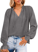 Women's Long sleeve t shirt chiffon Blouses - Blackbeads