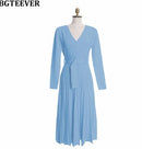 Women's Overlap Sweater Dress - blackbeads