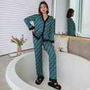 Women's Silky Two-piece Night Suit set - Black beads