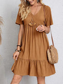Women's Loose Boho Vintage Dress - Black beads