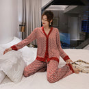Women's Silky Two-piece Night Suit set - Black beads