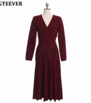Women's Overlap Sweater Dress - blackbeads