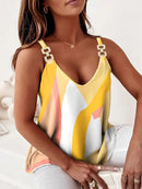 Women’s vintage print loose sling blouse - Blackbeads