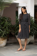 Women's Long Sleeve Polka Dot Midi Dress - blackbeads
