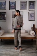 Women's Silky Two-piece Night Suit set - Black beads