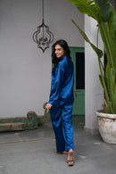 Women Satin Silk Oversized Two-piece Night Suit set - blackbeads