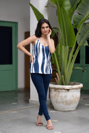 Women’s vintage print loose sling blouse - Blackbeads
