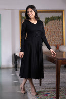 Women's Overlap Sweater Dress - blackbeads