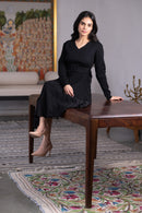 Women's Overlap Sweater Dress - blackbeads