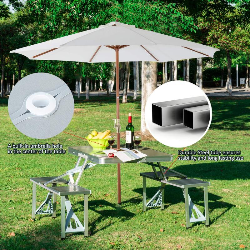 Aluminium Alloy Outdoor Integrated Folding Table and Chair