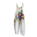 Women’s Floral Printed Boho Jumpsuit - Black beads