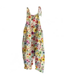 Women’s Floral Printed Boho Jumpsuit - Black beads