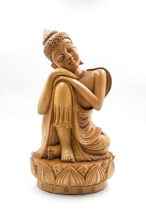 8" THINKING BUDDHA SITTING FINE CARVING SPECIAL