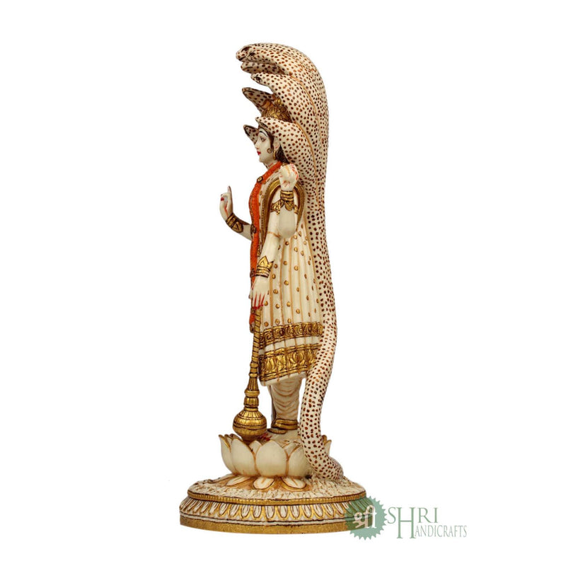 12" LORD VISHNU STANDING WITH SNAKE GOLD PAINTING