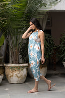 Women’s Floral Printed Boho Jumpsuit - Black beads