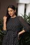 Women's Long Sleeve Polka Dot Midi Dress - blackbeads