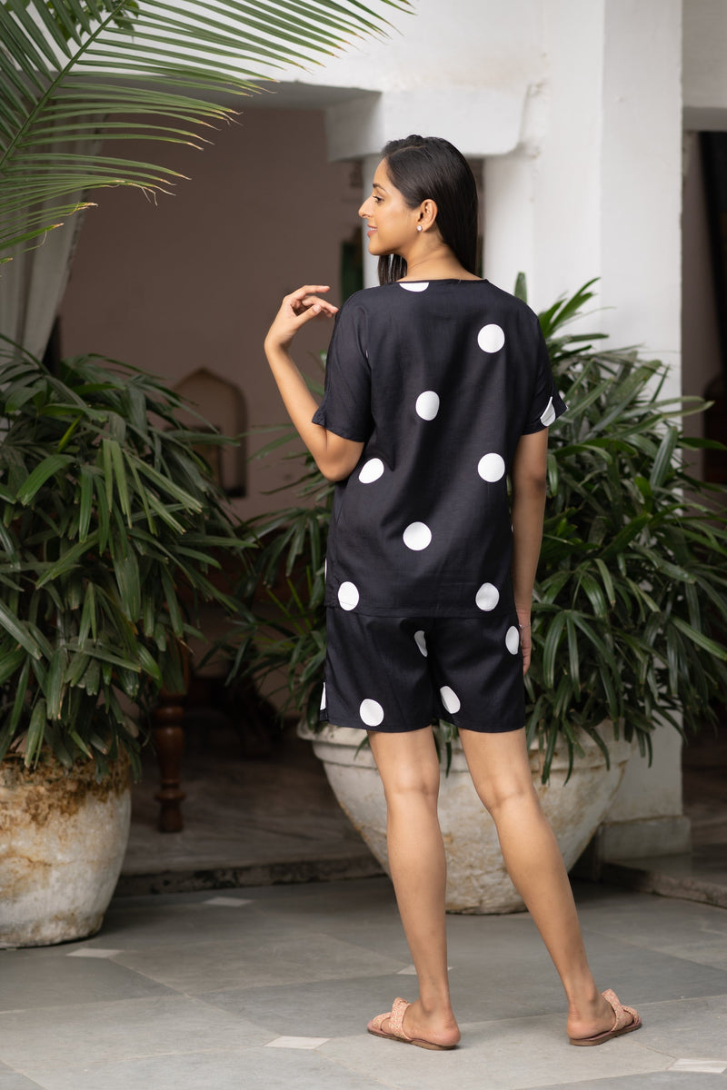 Women's Polka Dot Co-Ord set - black beads
