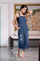 Women’s Loose Denim Dress - Black beads