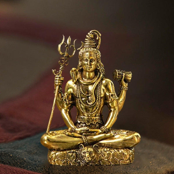 Mystical 4-Armed Brass Shiva Lost in Meditation - By Trendia