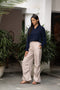 Women’s Khaki Flared Pants - Black beads